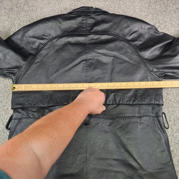 Wilsons Leather Jacket Mens Medium Black Thinsulate Button Coat‎ Blazer Lapel